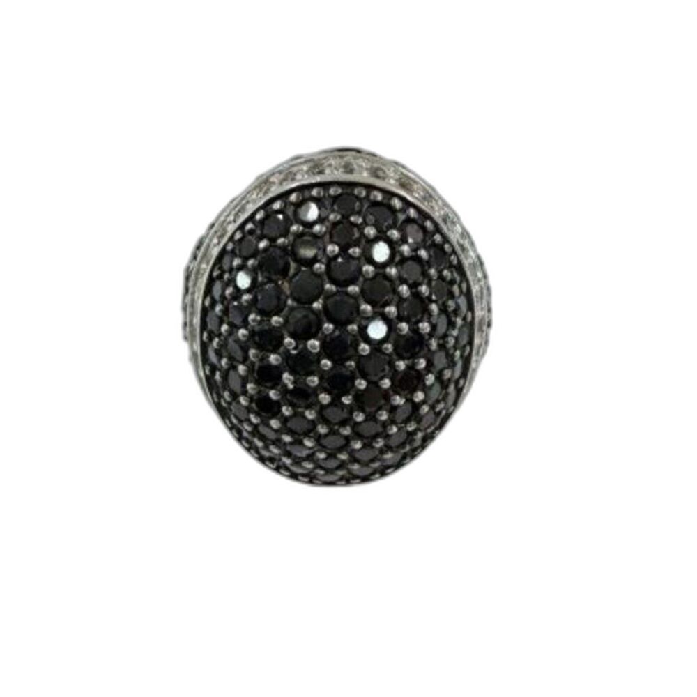 Sterling Silver Pave Rhinestone & Marcasite Dome Ring/ Cocktail Statement Piece